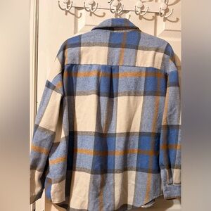 SHEIN Blue and Tan Checkered Top